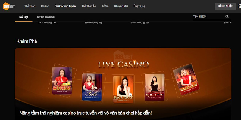 Sòng bạc casino trực tuyến 188BET với nhiều điều hấp dẫn